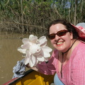 Leah and giant water lily flower